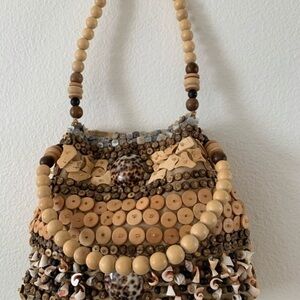 Signature collection Handcrafted Beaded Women Bag - Tan and Brown